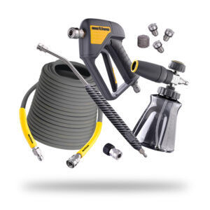 Premium accessory kit for Active 2.0 – steel braided hose, foam cannon, gun, and fittings